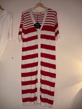 Ava & Viv Red and White Striped Knit dress